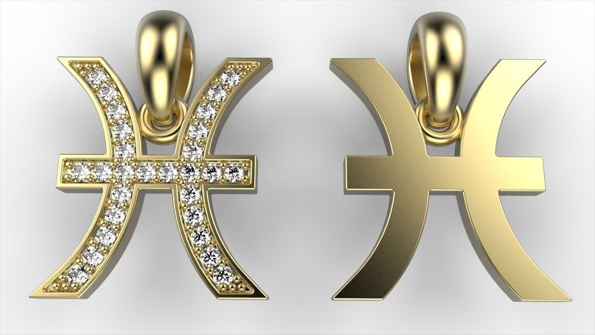 Pisces pendant 3D print model_3