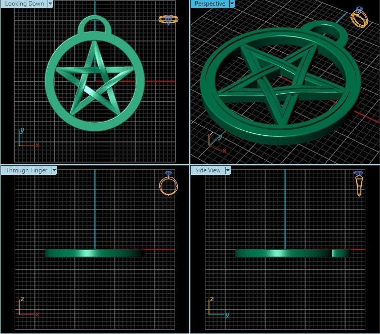 Pendant golden pentagram 3D print model_2
