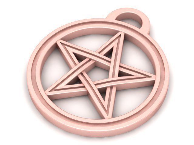 Pendant golden pentagram 3D print model_1
