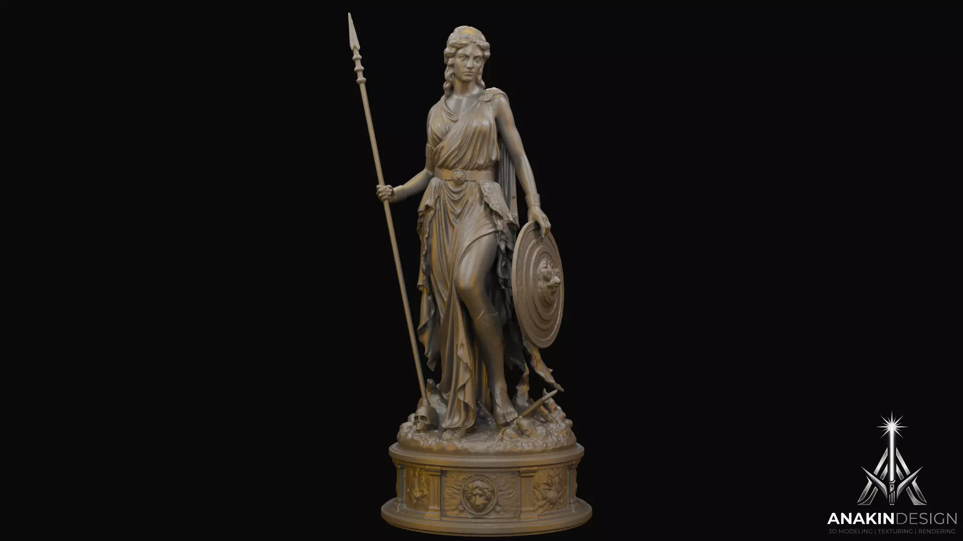 Mythological Shieldmaiden Statue 3D Print Model 3D print model