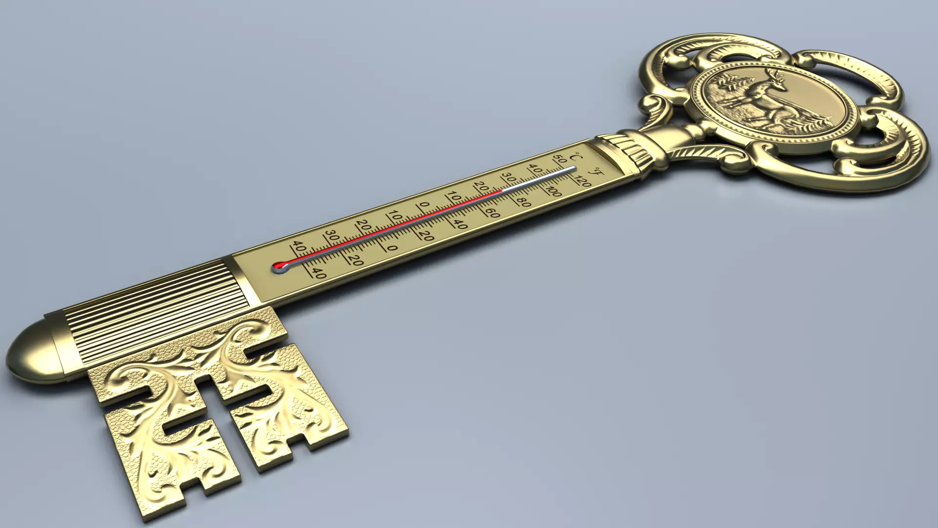 Antique Room Thermometer Brass 3D model