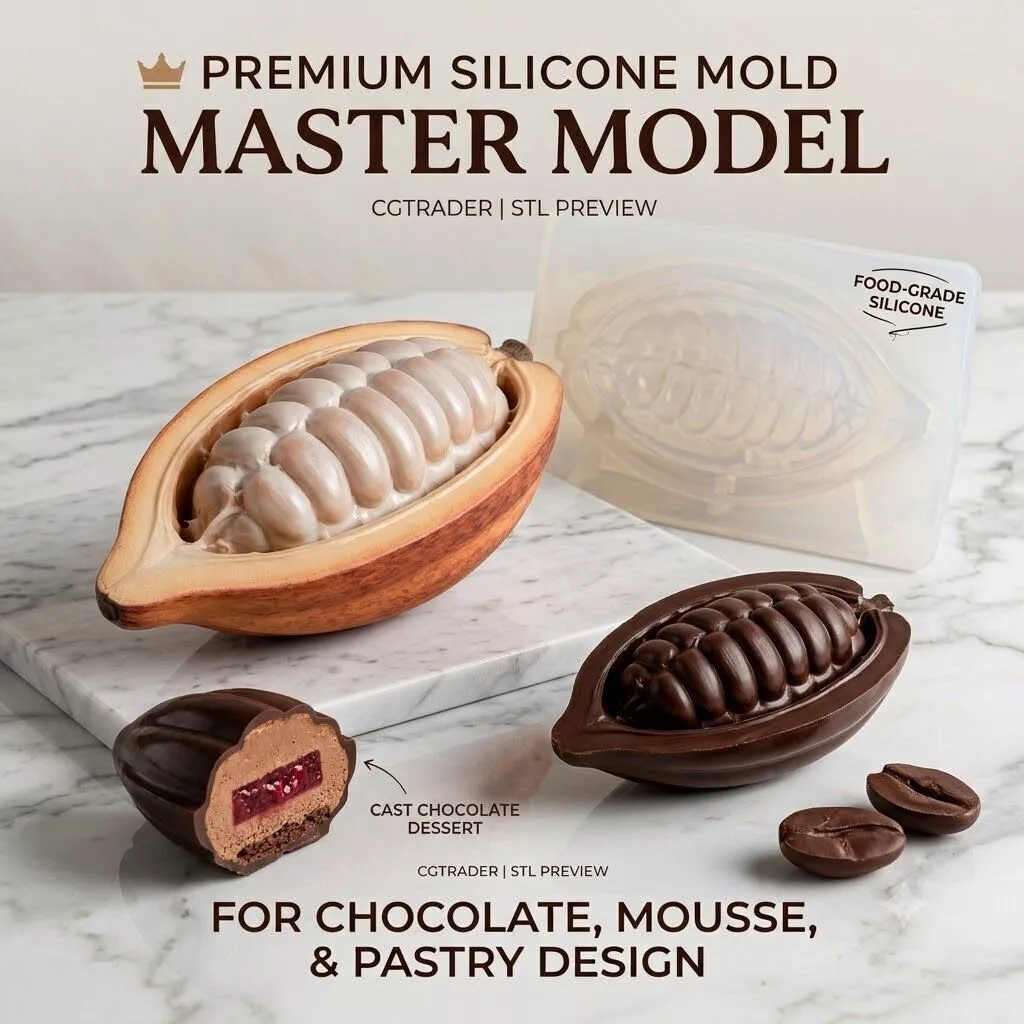 Realistic Cross Cacao Pod 3D Master Model print ConfectArt Molds 3D print model