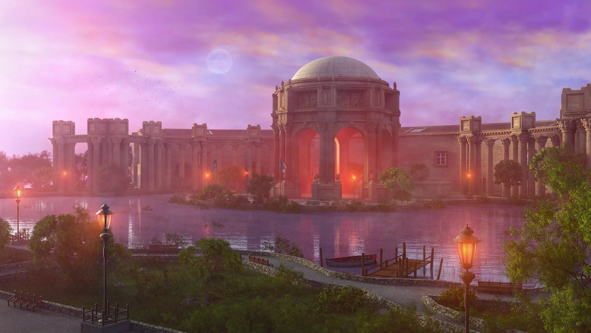 Palace of fine arts night version 3D model