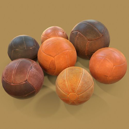 7 Leather Ball Collection Low-poly 3D model