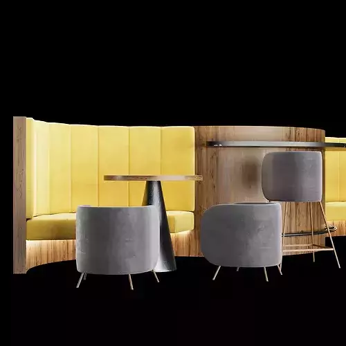 Modern Restaurant Dining Set 3D model 6