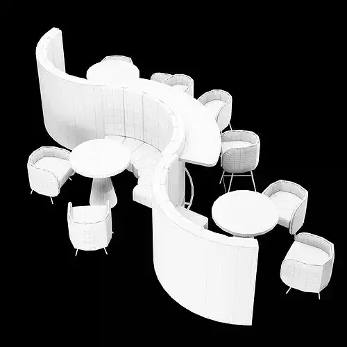 Modern Restaurant Dining Set 3D model 3