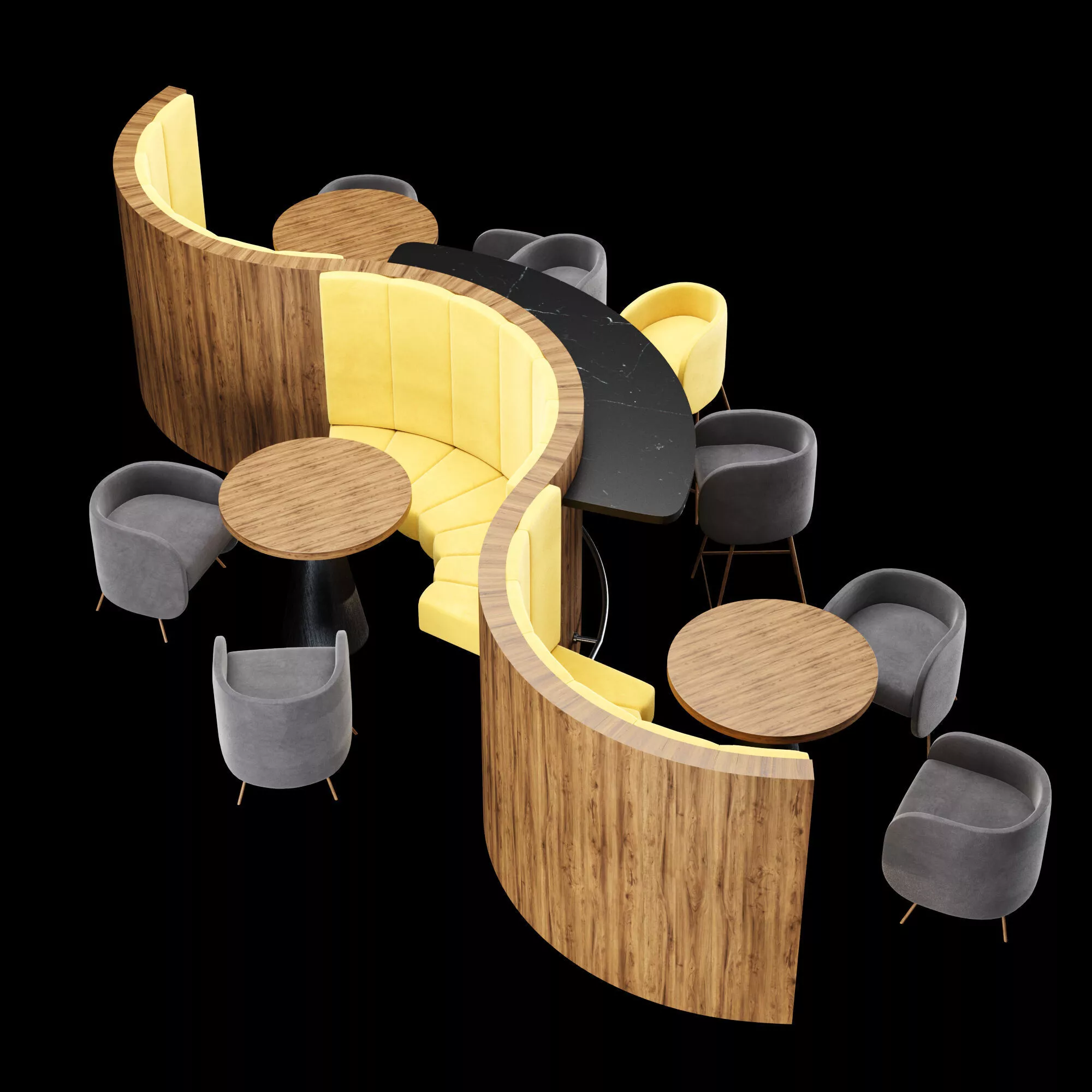 Modern Restaurant Dining Set 3D model