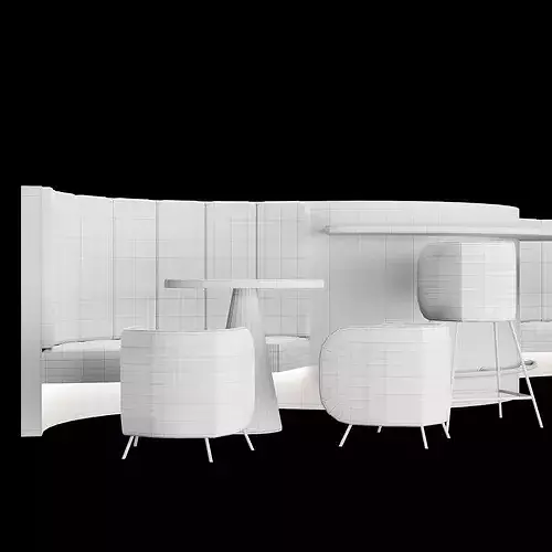 Modern Restaurant Dining Set 3D model 7