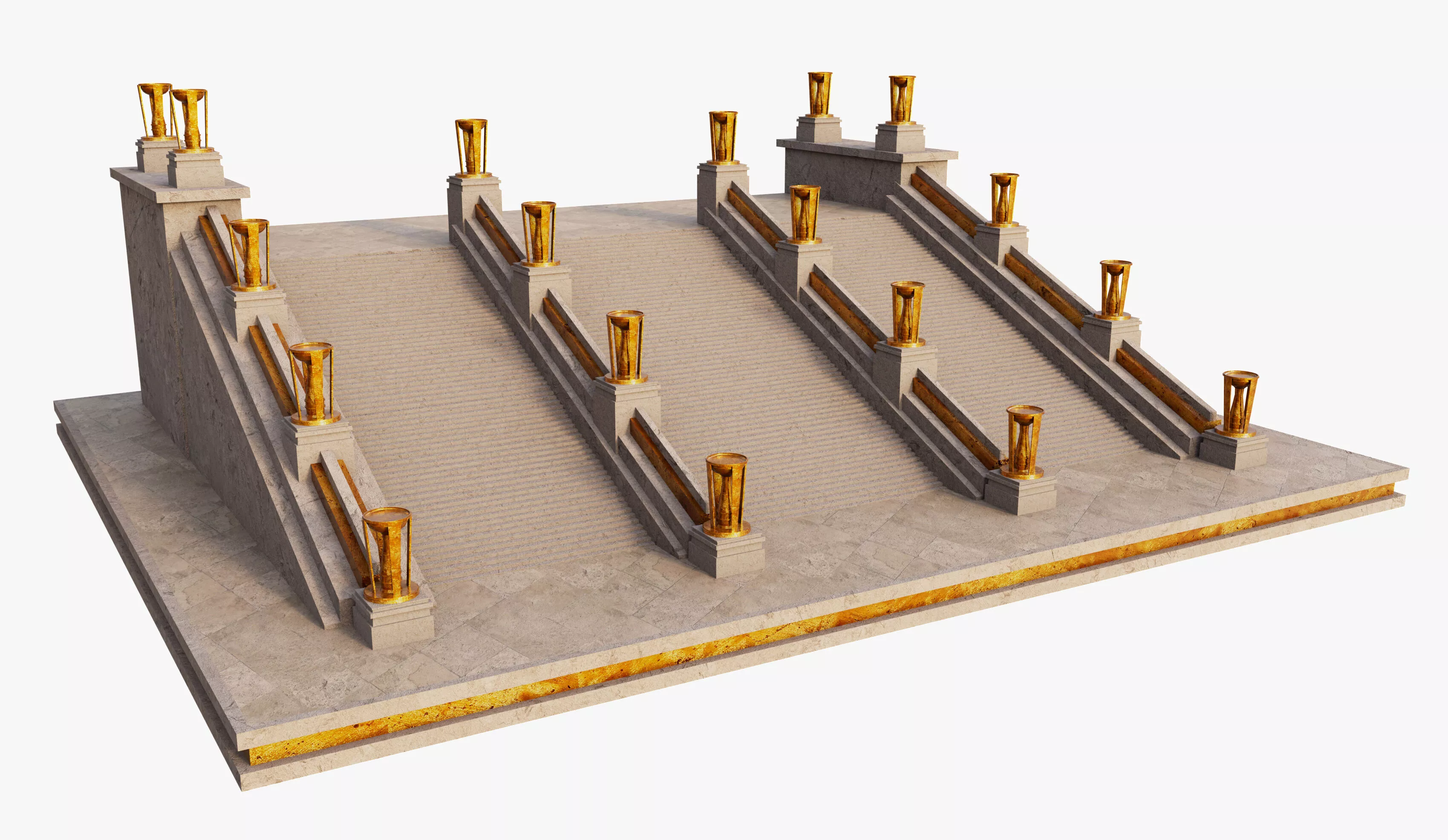 Ancient Torch Stairs Free 3D model