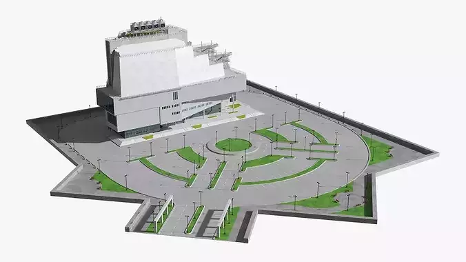 Futuristic Research Center on Urban Site 3D model 4