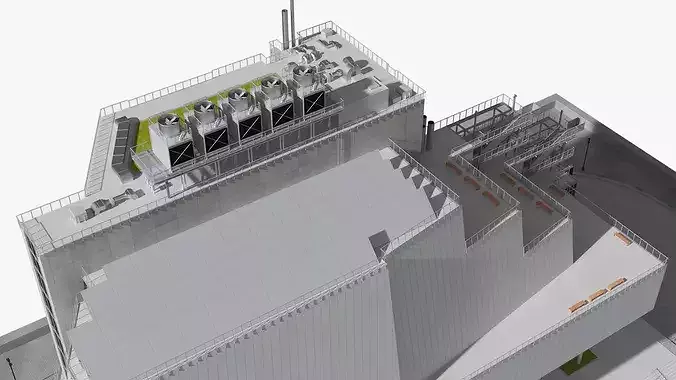Futuristic Research Center on Urban Site 3D model 6