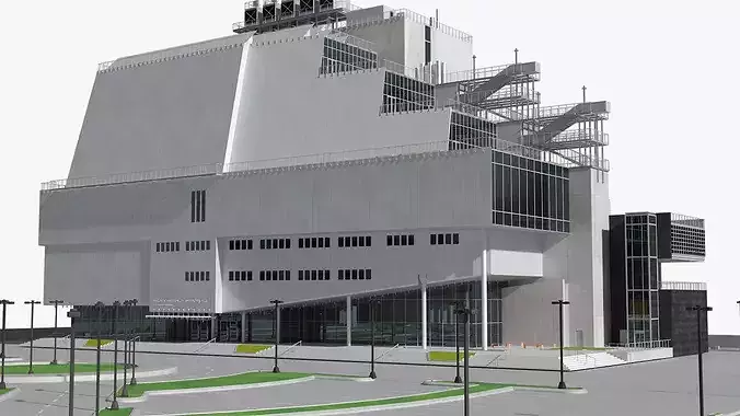 Futuristic Research Center on Urban Site 3D model