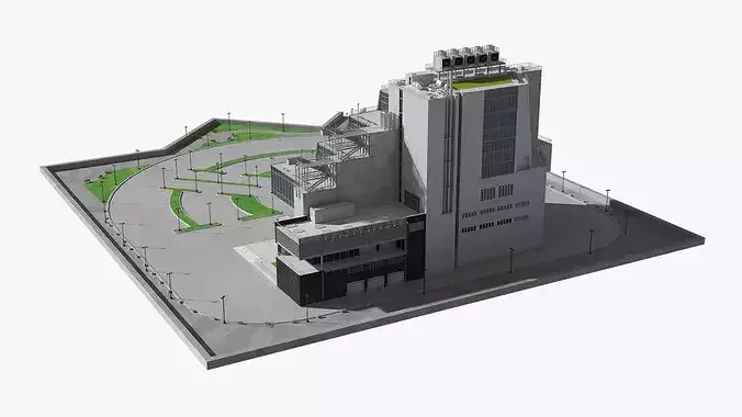 Futuristic Research Center on Urban Site 3D model 5