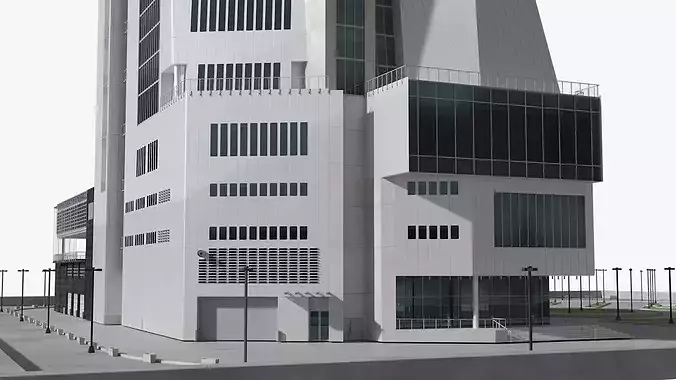 Futuristic Research Center on Urban Site 3D model 7