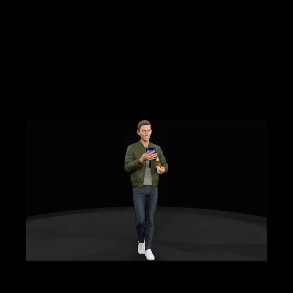 Modern Bar Patron on Phone Male Figure 3D print model
