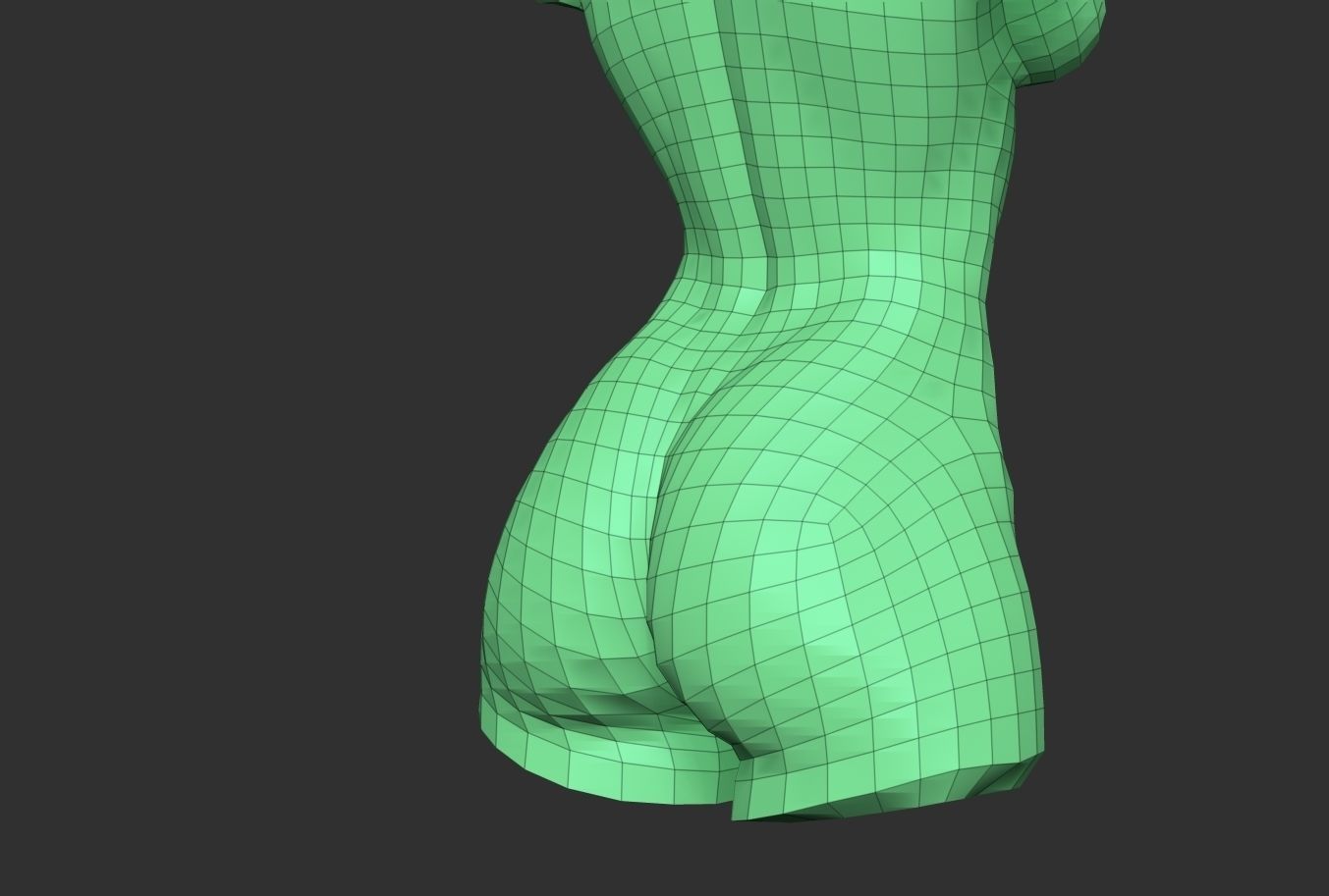 Bodybuilder Female Torso Low-poly 3D model_8
