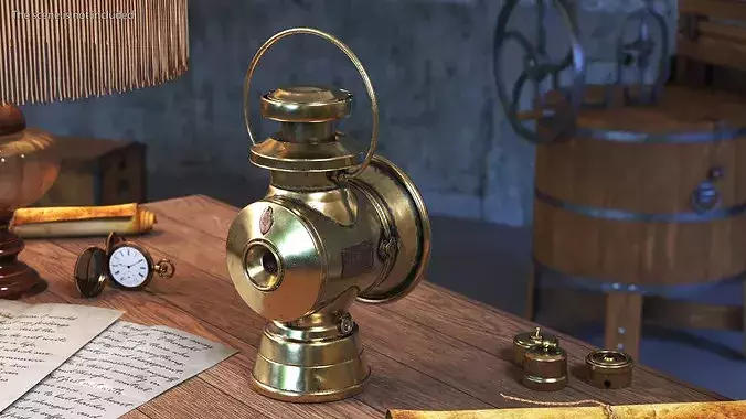 Aged Lantern Brass 3D model 4