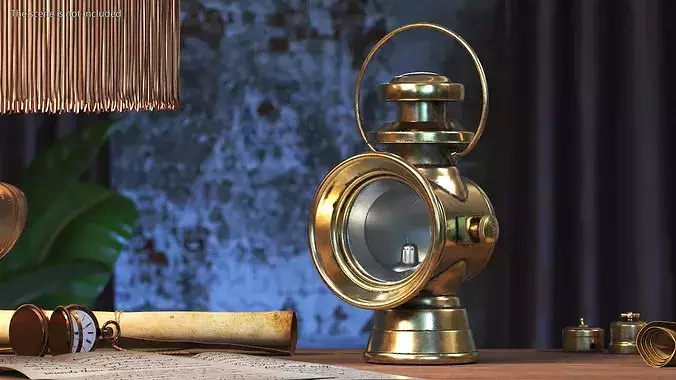 Aged Lantern Brass 3D model 3