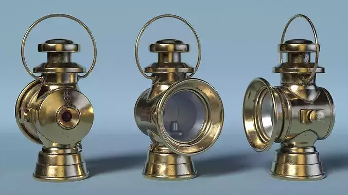 Aged Lantern Brass 3D model 5