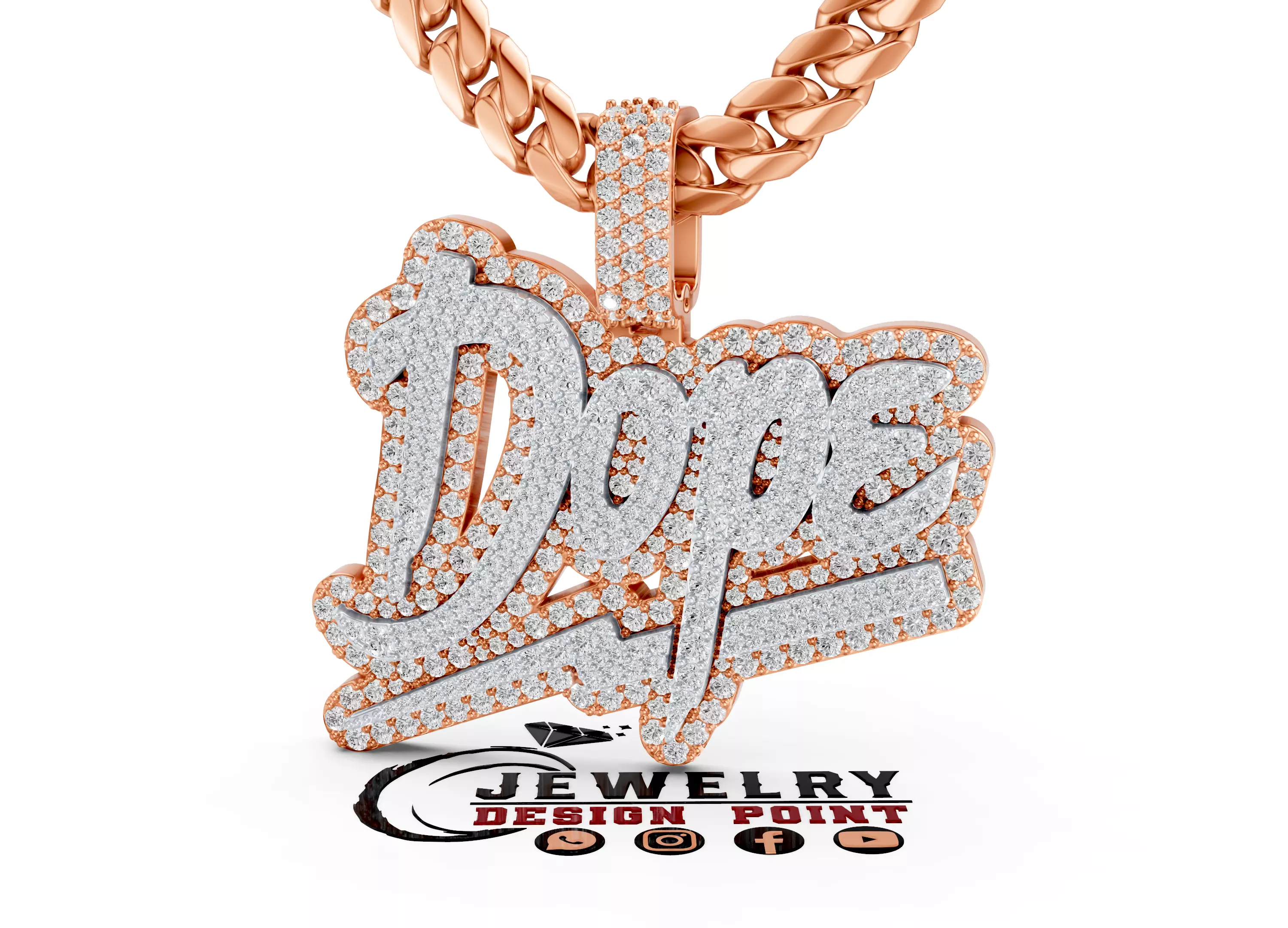 Custom Dope Diamond Pendant - Name Plate Necklace 3D print model