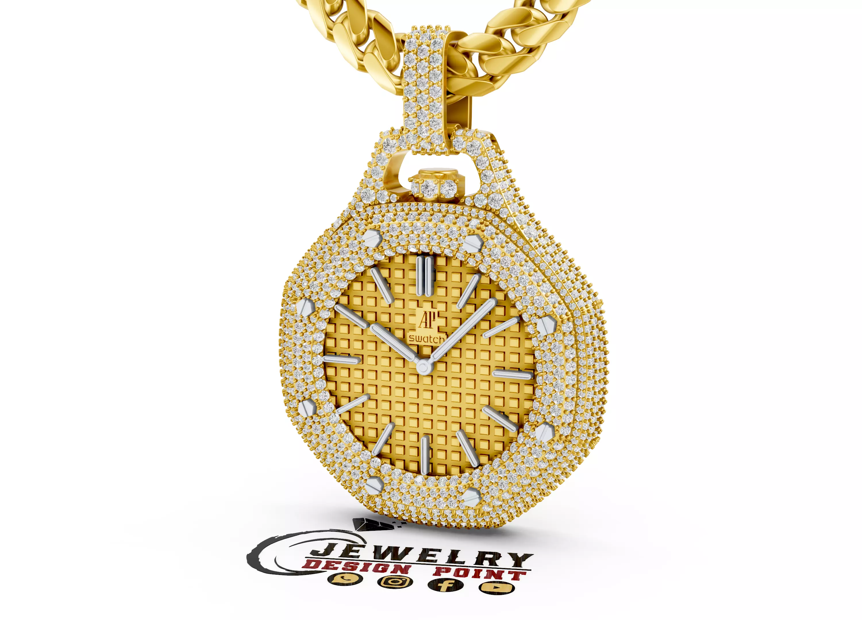 Custom AP x Swatch Royal Pop - Watch Diamond Pendant 3D print model