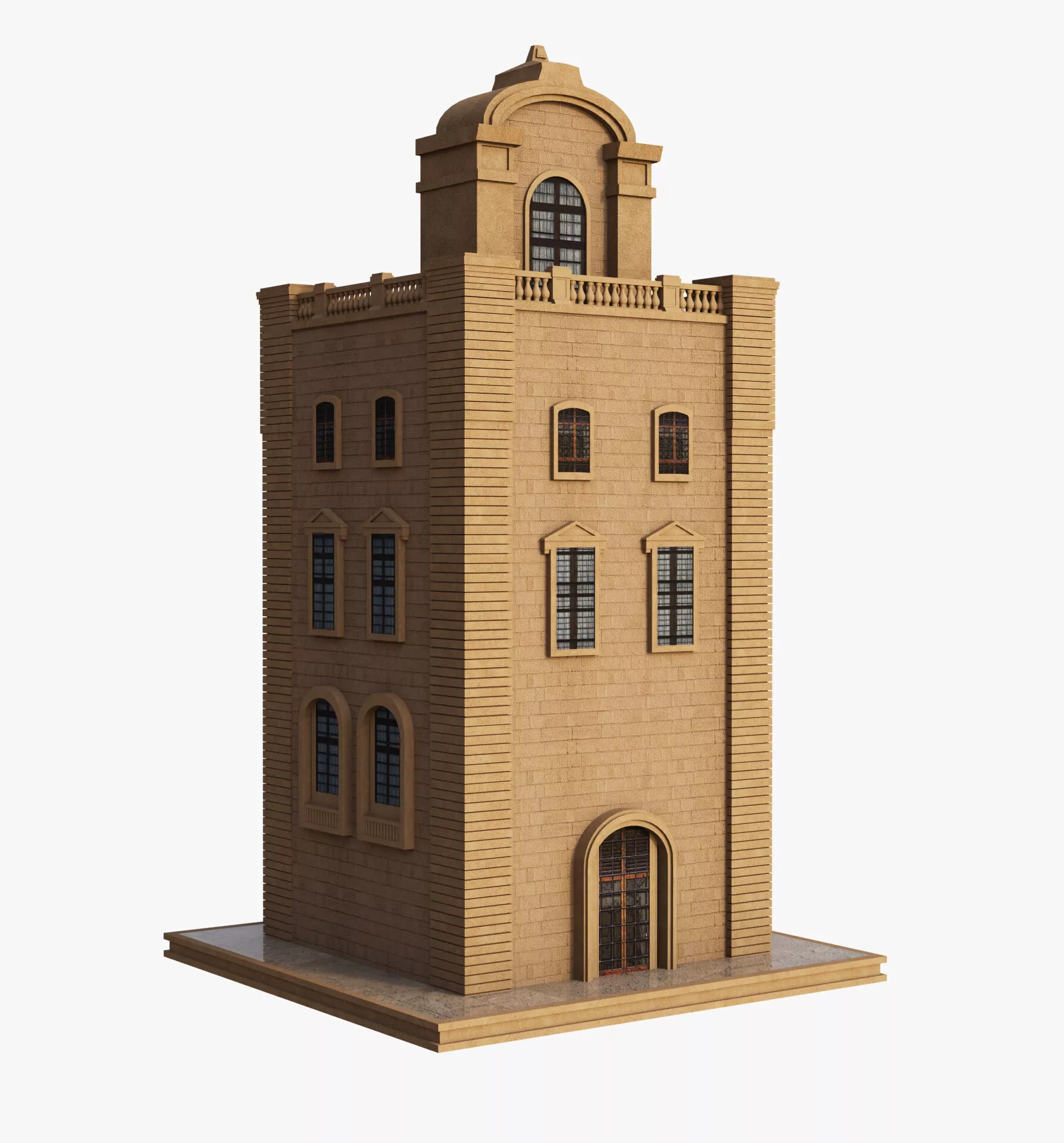 Classic tower building Free 3D model