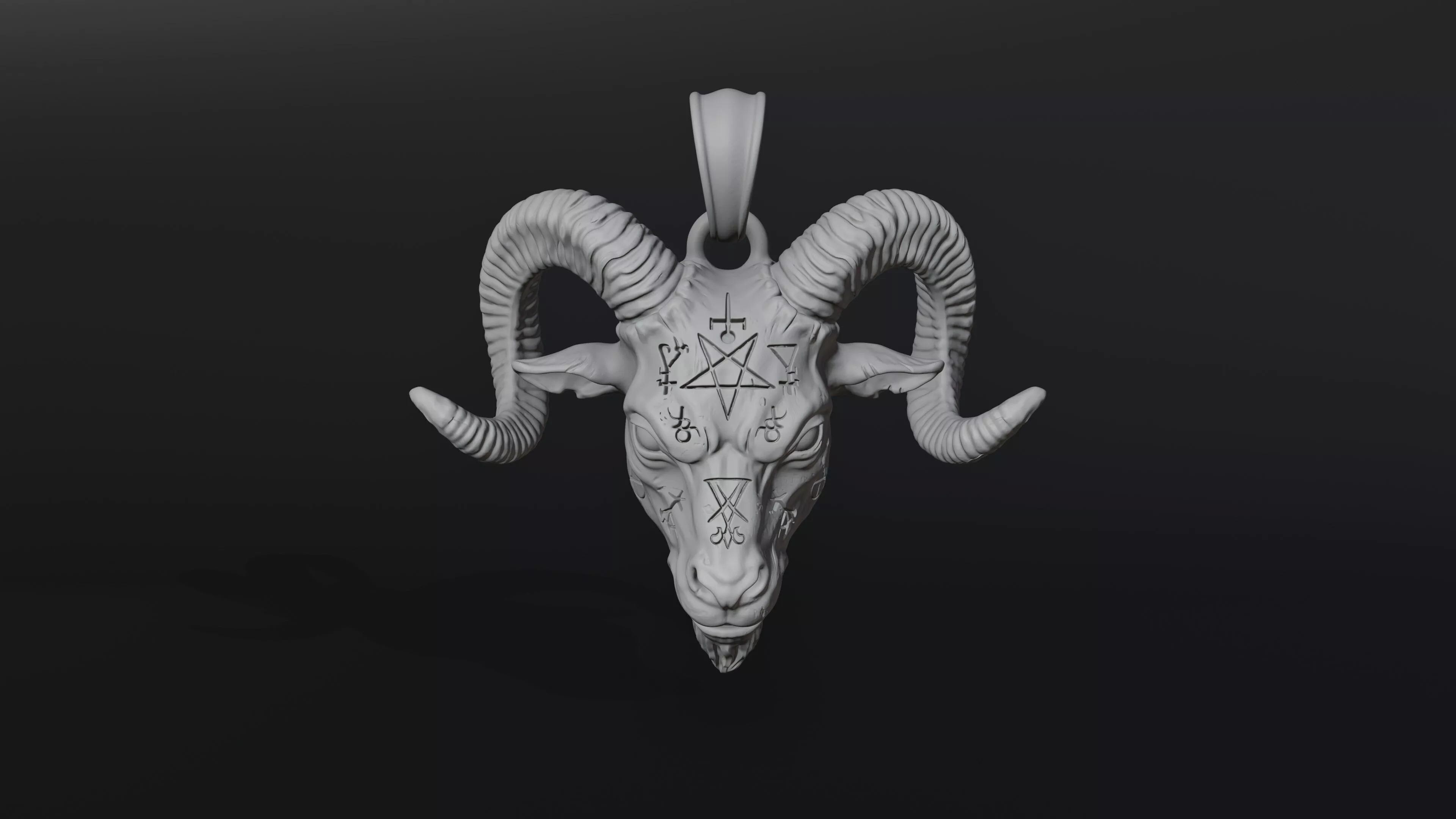 Occult Ram Skull Pendant 3D Print Model 3D print model