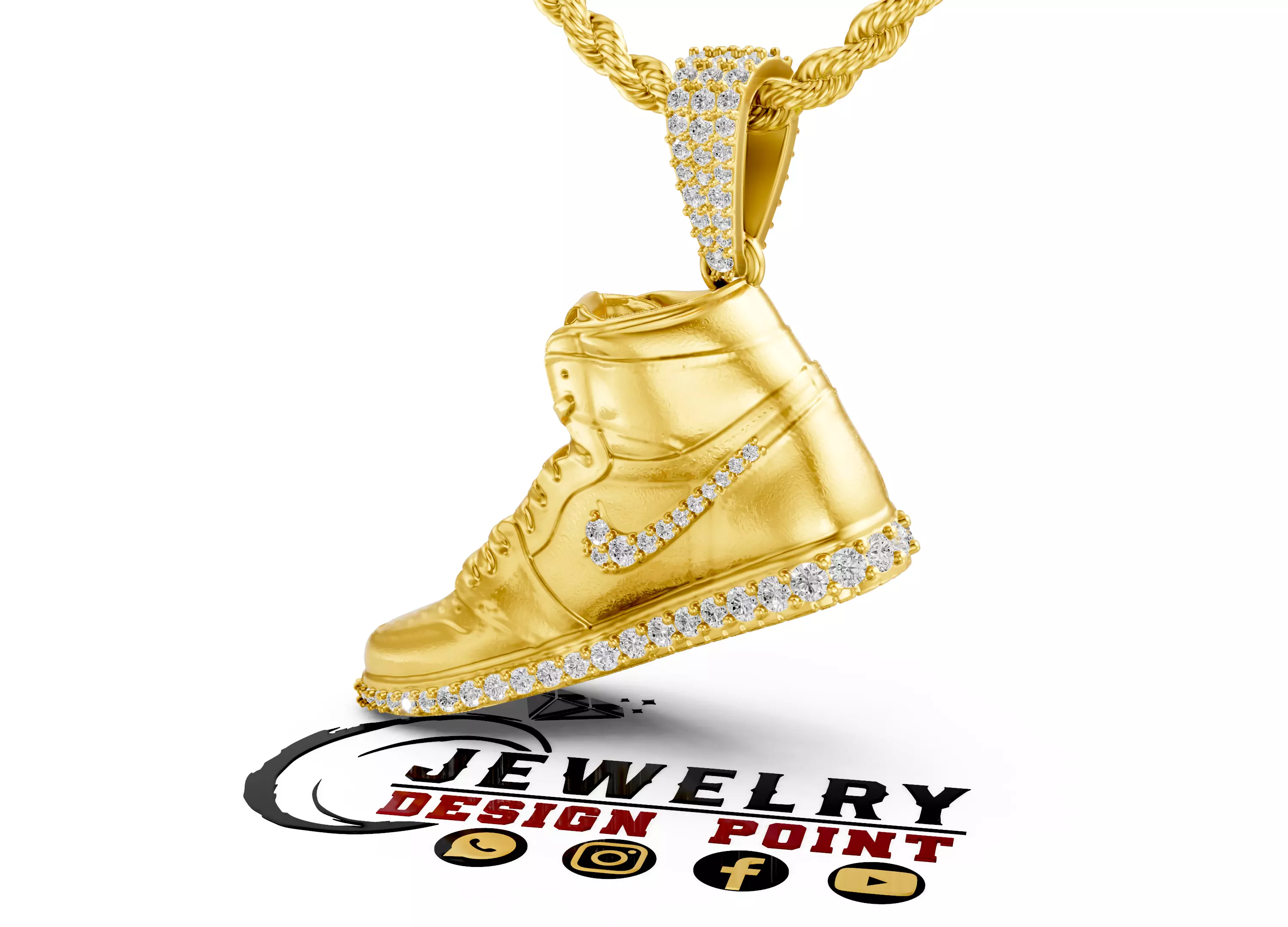 Custom Air Jordan Shoes Diamond Pendant - Shoes Necklace 3D print model