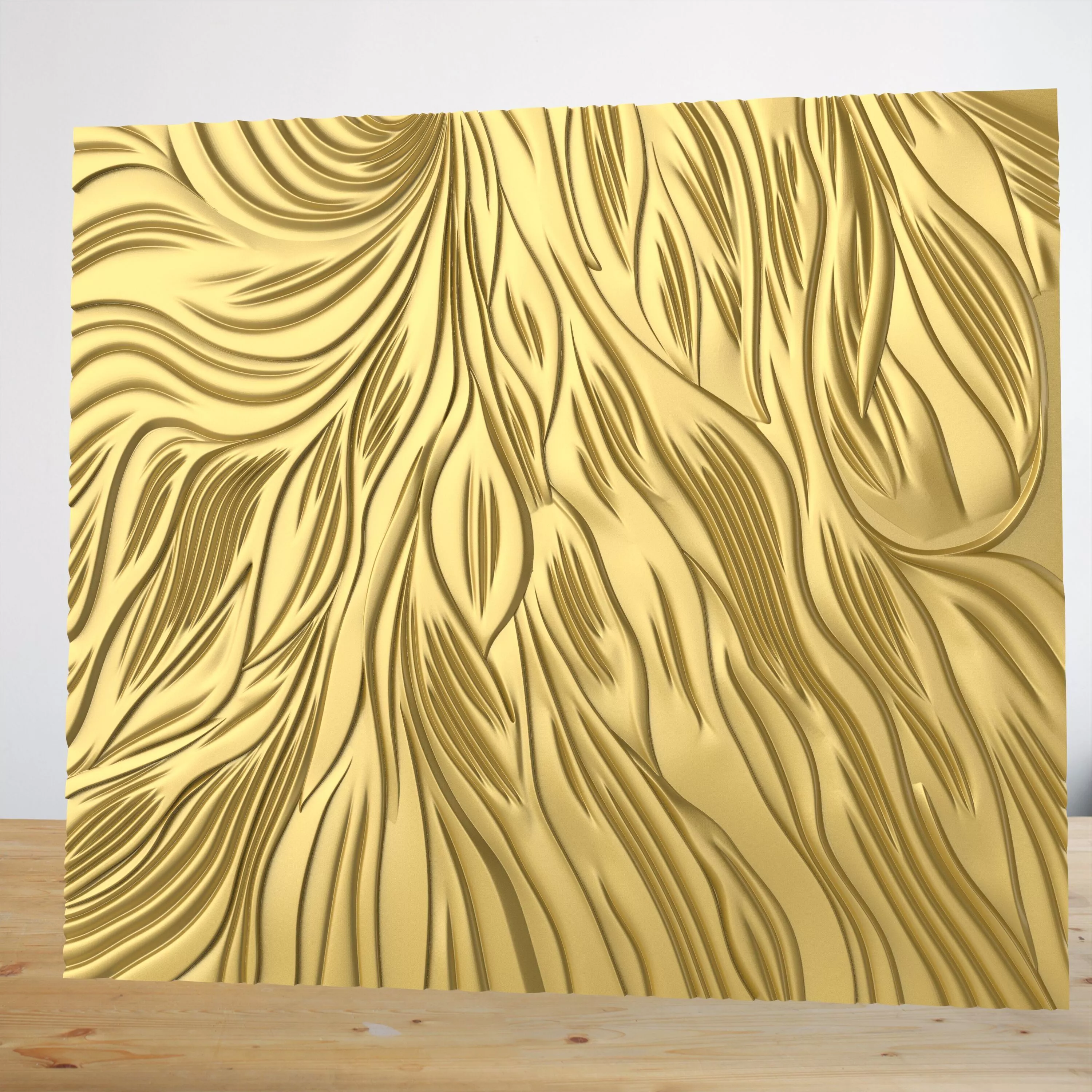 Modern Abstract Organic Flowing Wave Wall Panel STL 3D model