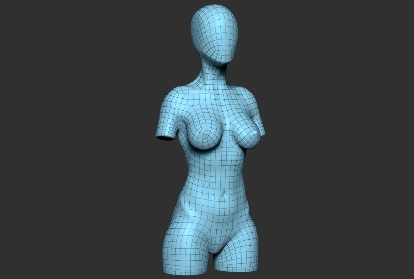 Female Torso 04 Low-poly 3D model_5