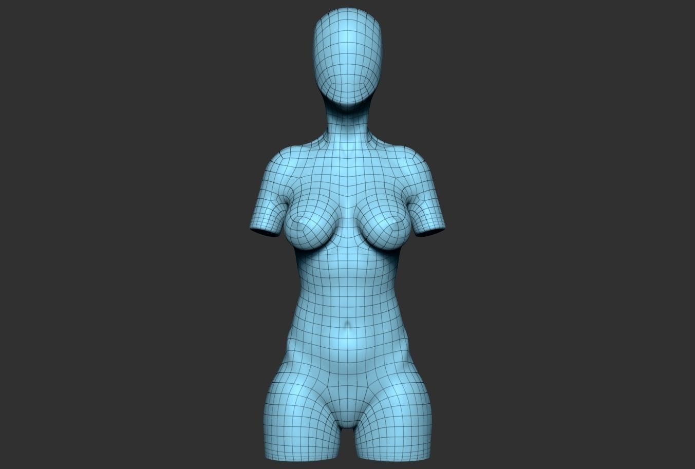 Female Torso 04 Low-poly 3D model_6