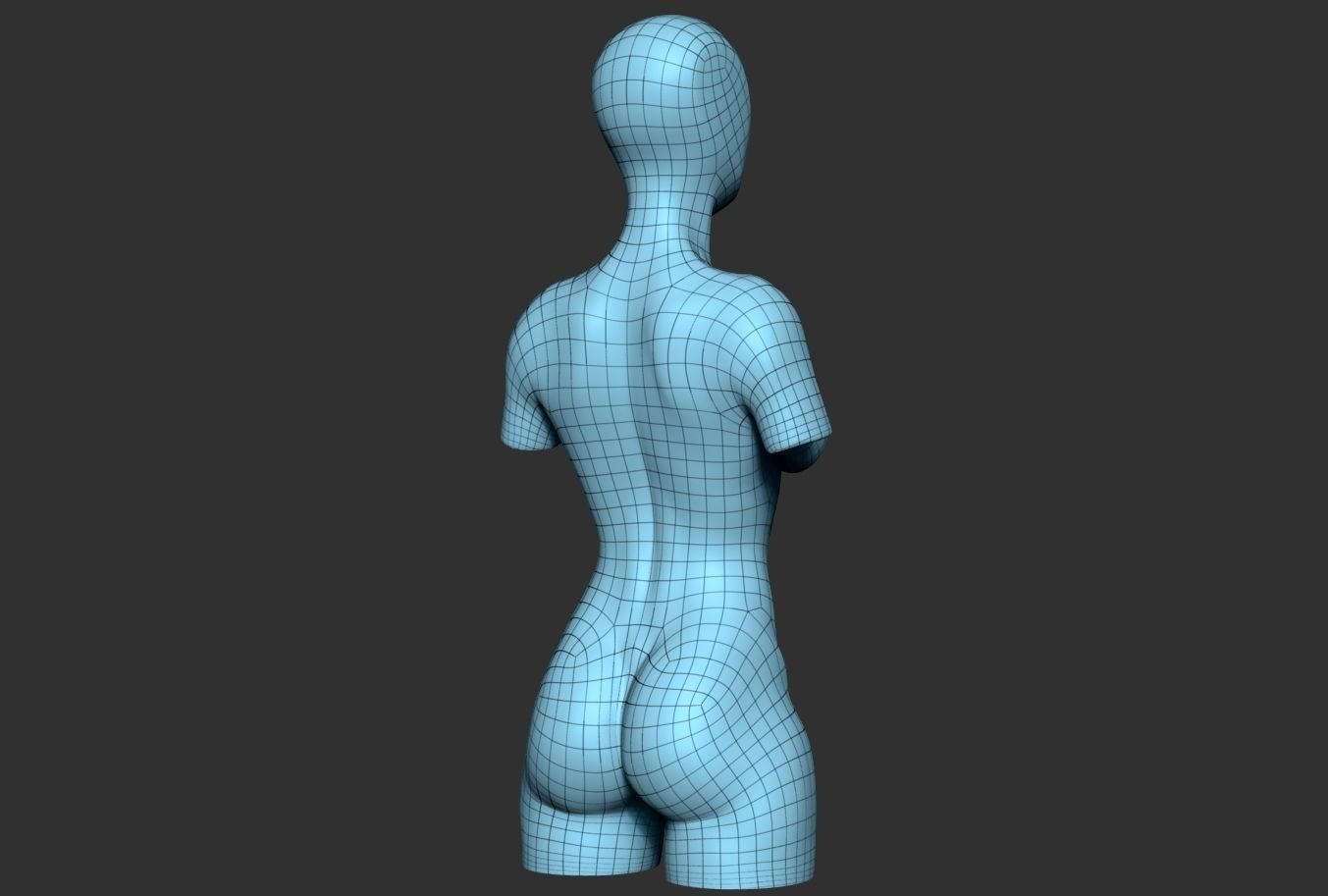 Female Torso 04 Low-poly 3D model_7