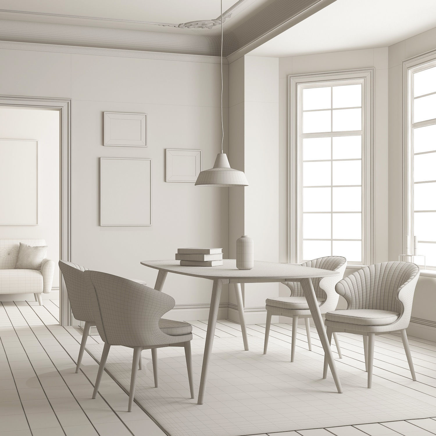 Dining Room 123 Interior 3D model_1