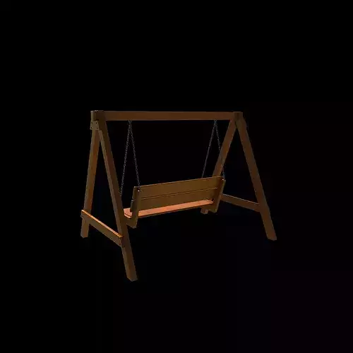 Wooden swing 04 3D model 4
