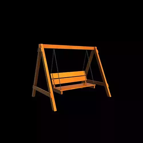 Wooden swing 04 3D model 2
