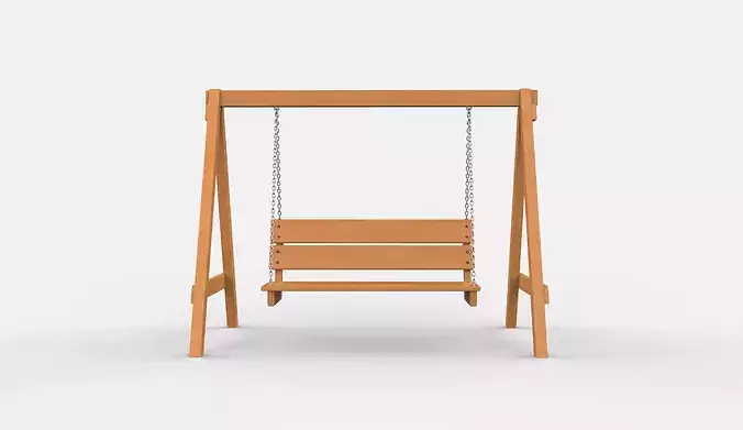 Wooden swing 04 3D model 7