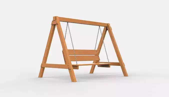 Wooden swing 04 3D model