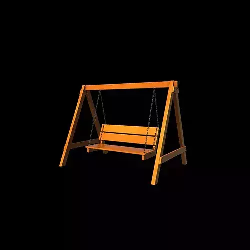 Wooden swing 04 3D model 3