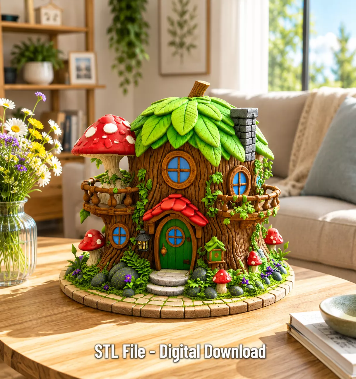 Enchanted Tree House Cottage STL File for 3D Print 3D print model
