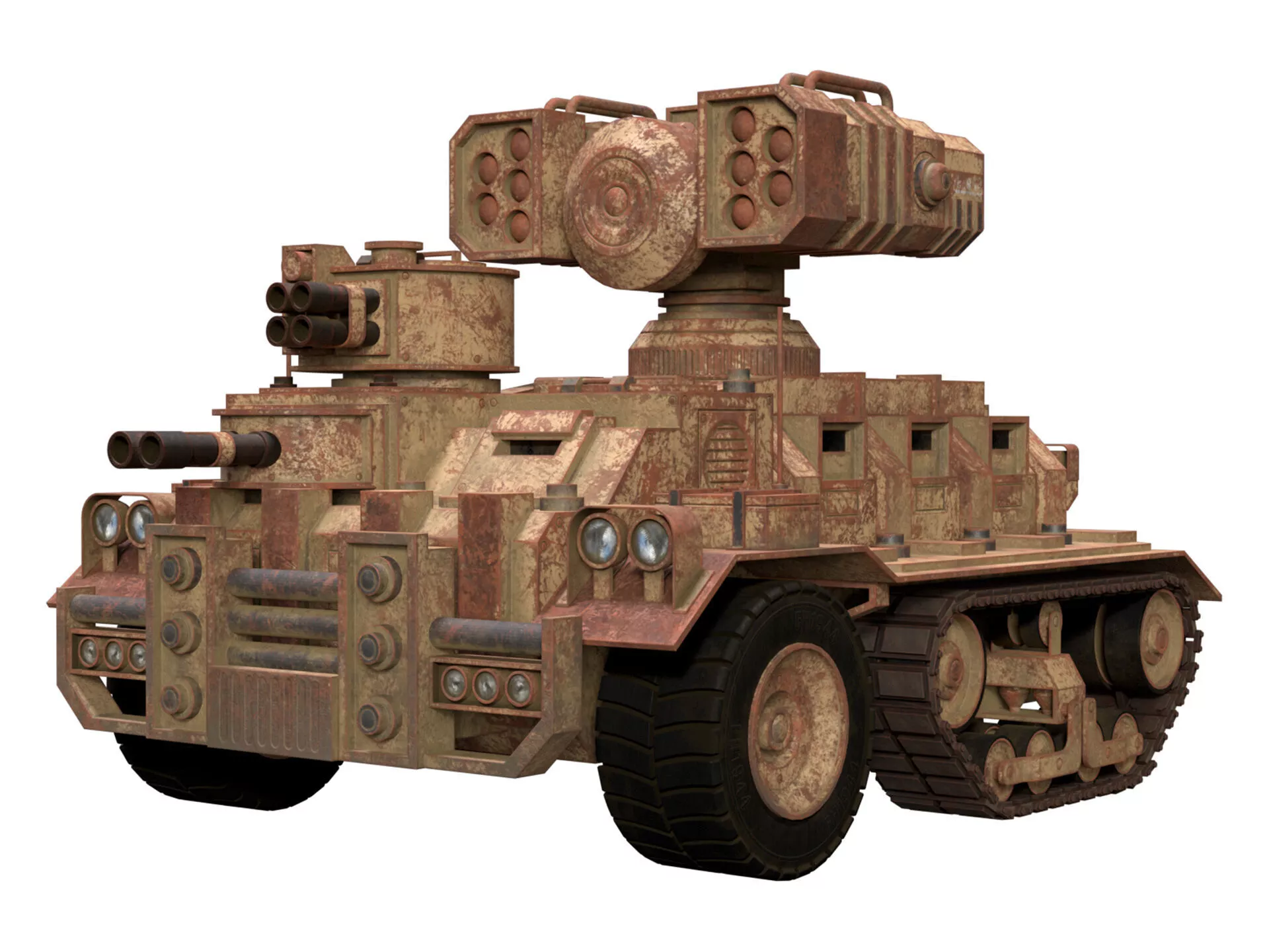 Half-track APC-1-Desert-Rusty Low-poly 3D model