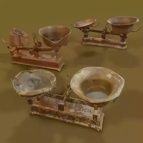 3 Old Rusty Scale Collection Low-poly 3D model