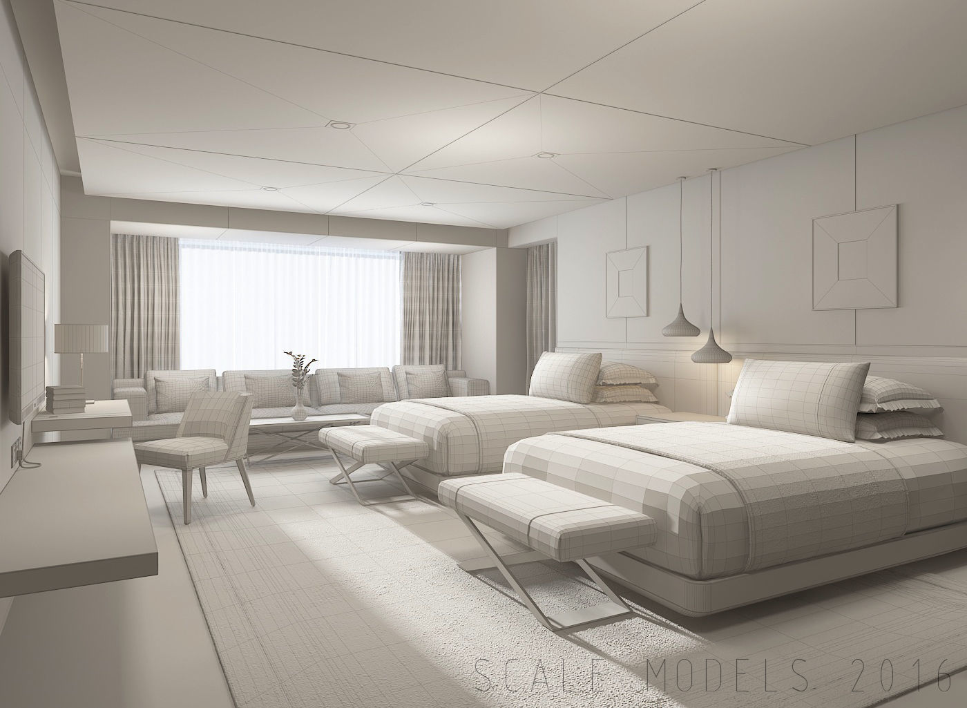 Hotel Guest Room 074 3D model_1