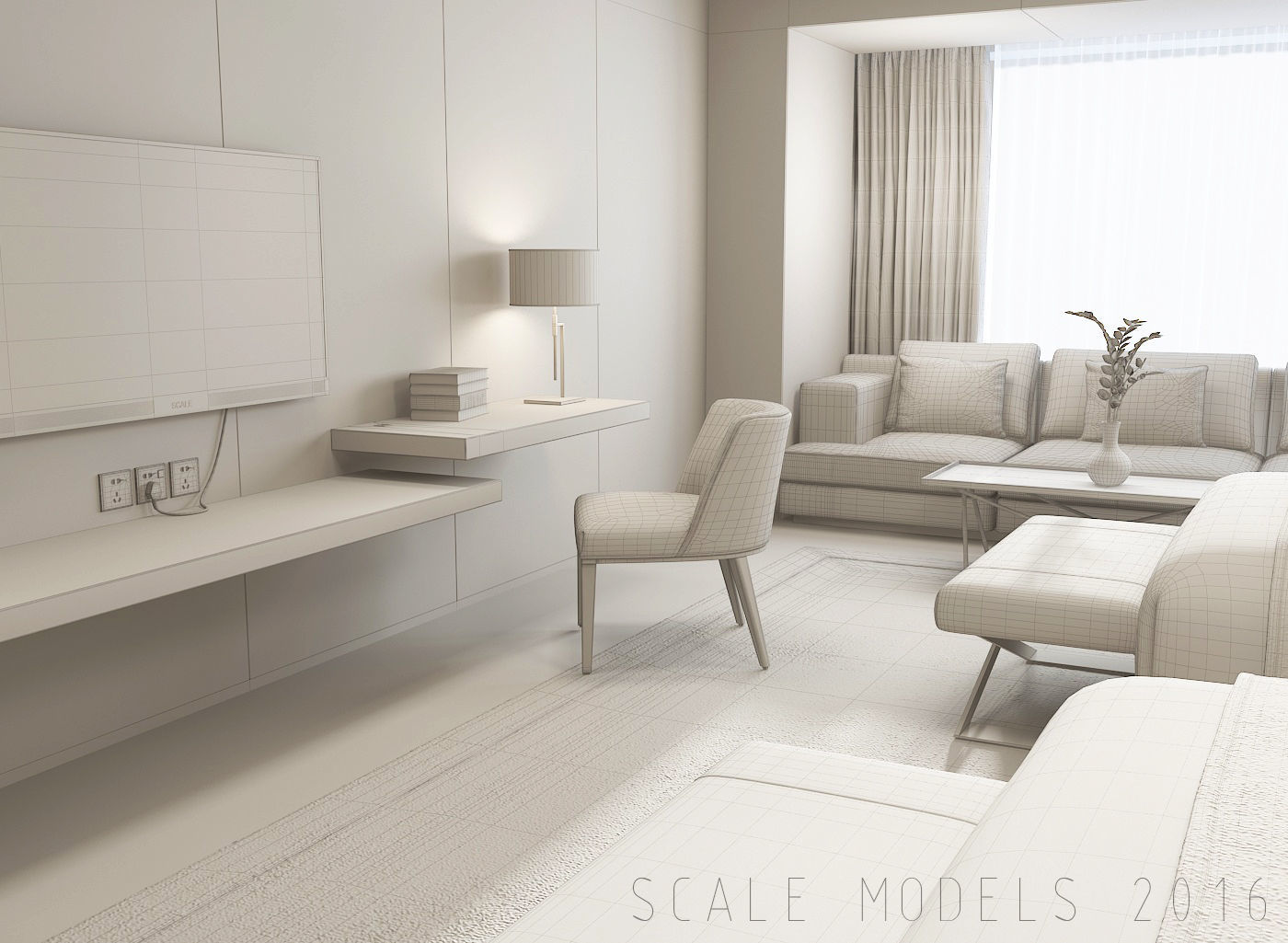 Hotel Guest Room 074 3D model_3