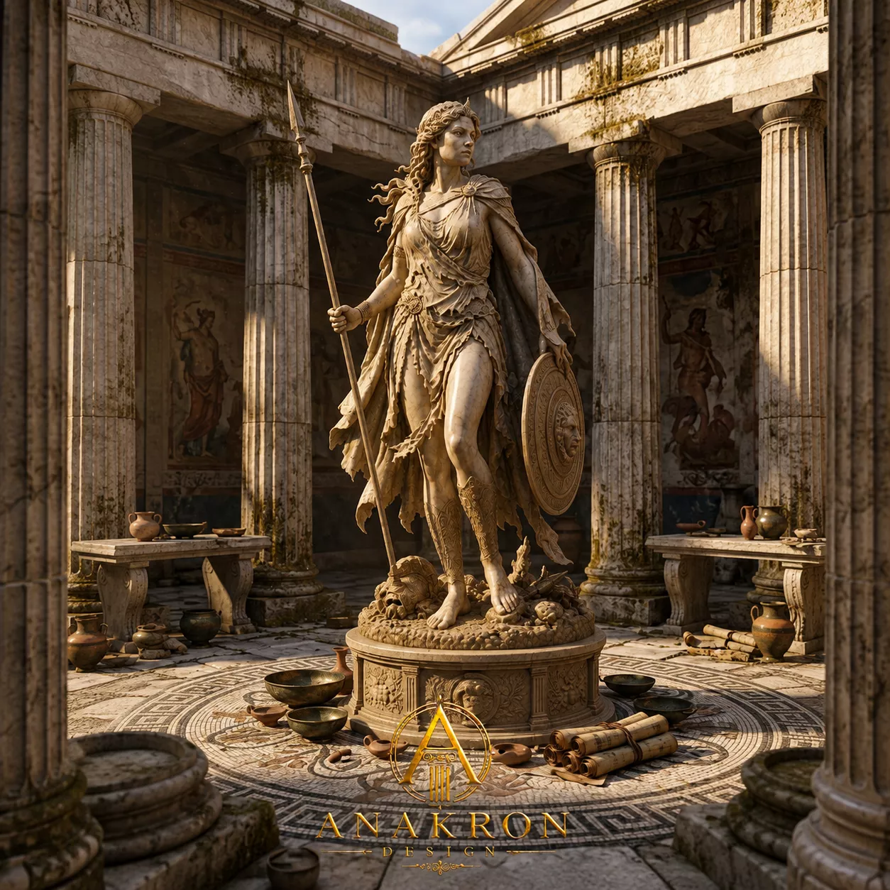 Female Warrior Goddess Statue 3D Print Model 3D print model