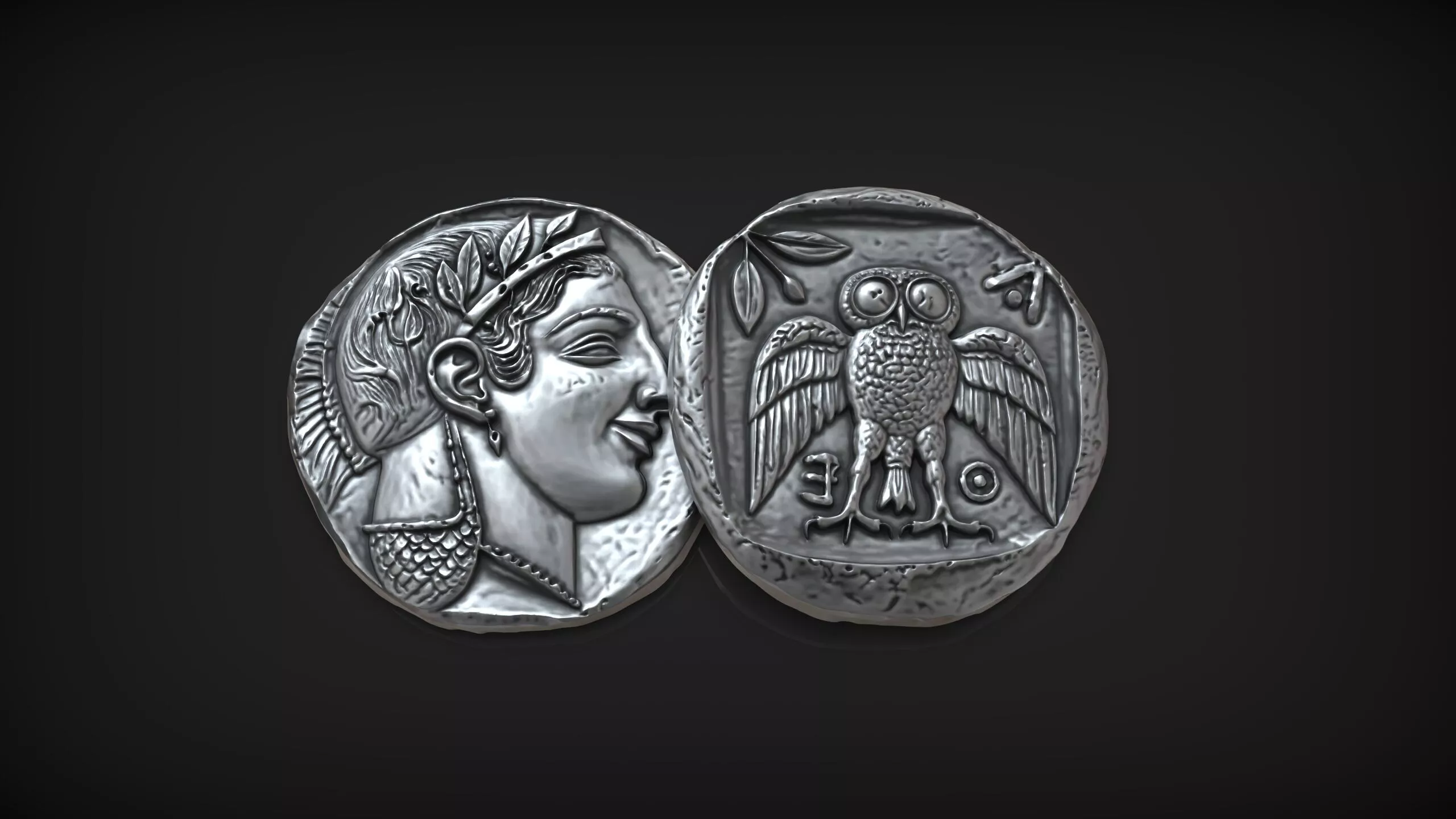Ancient Athens Owl Tetradrachm Athena Greek Silver Coin 3D print model