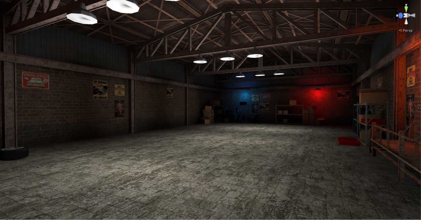 Garage for racing game Low-poly 3D model_1