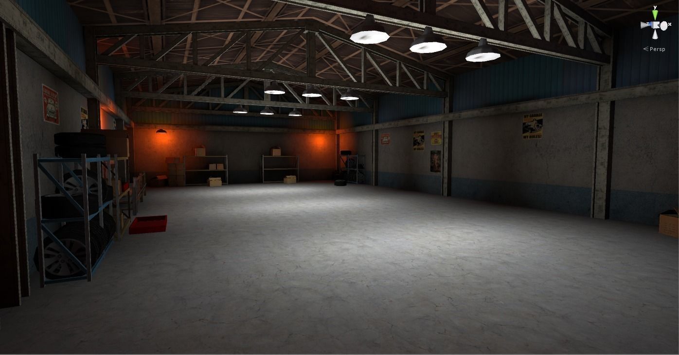 Garage for racing game Low-poly 3D model_5