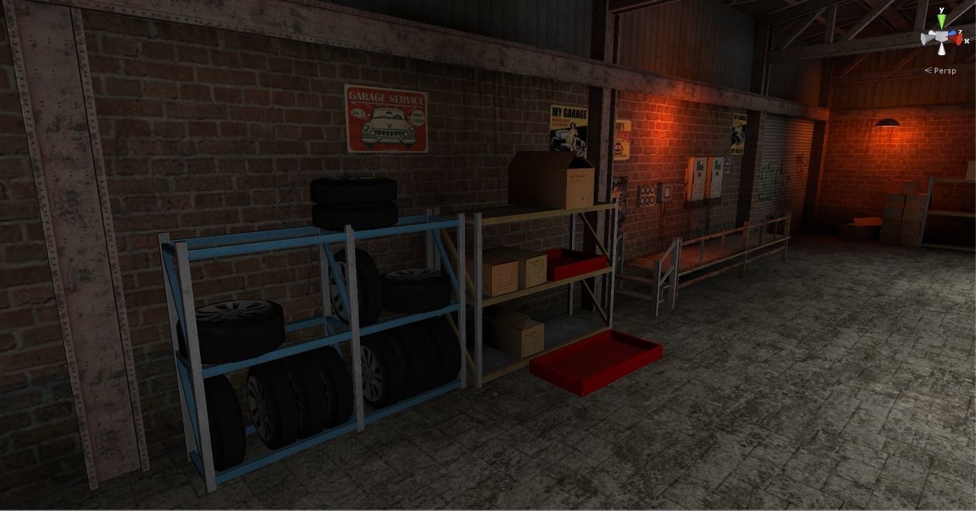 Garage for racing game Low-poly 3D model_4