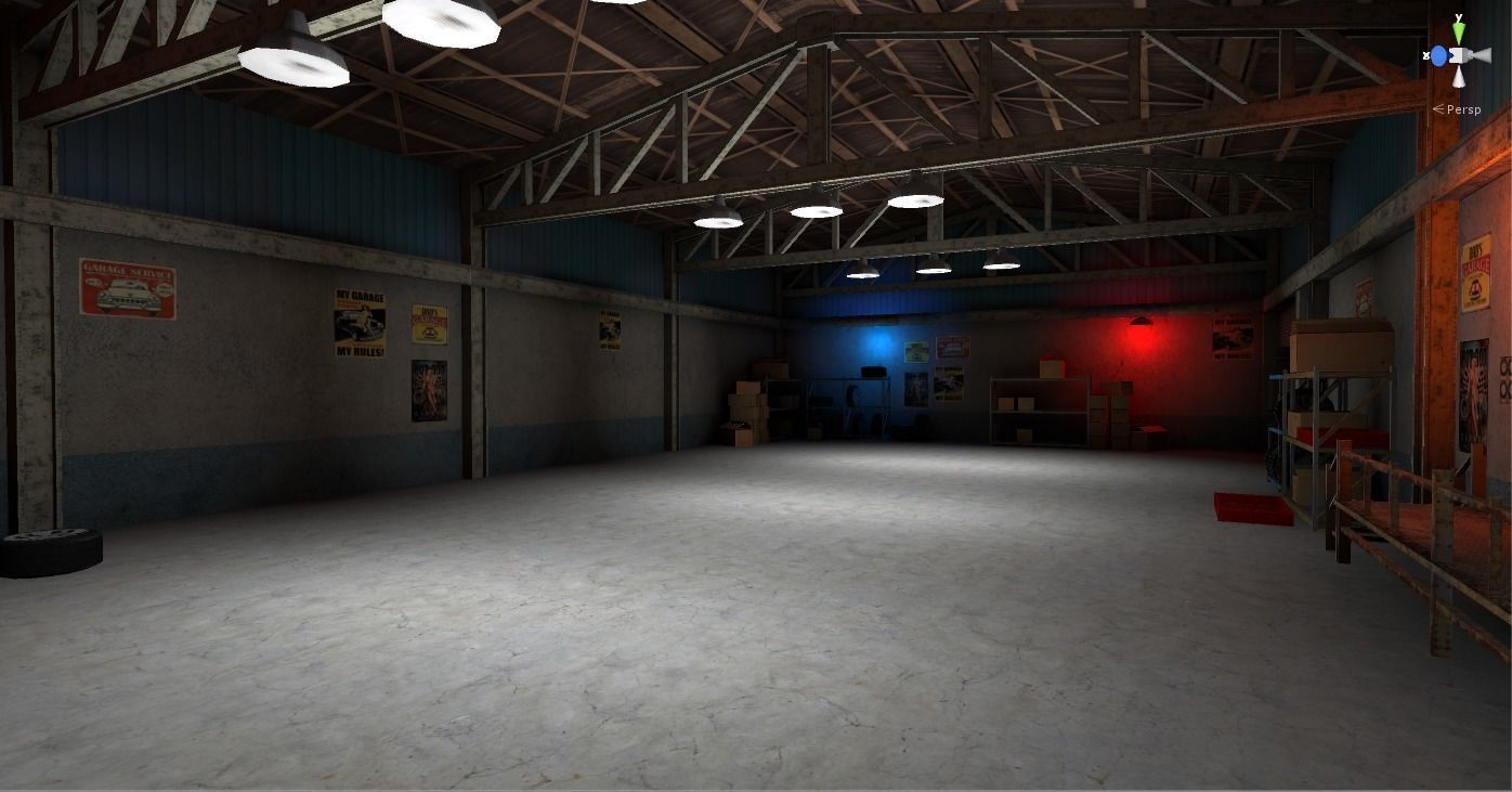 Garage for racing game Low-poly 3D model_9