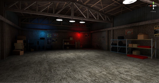 Garage for racing game Low-poly 3D model